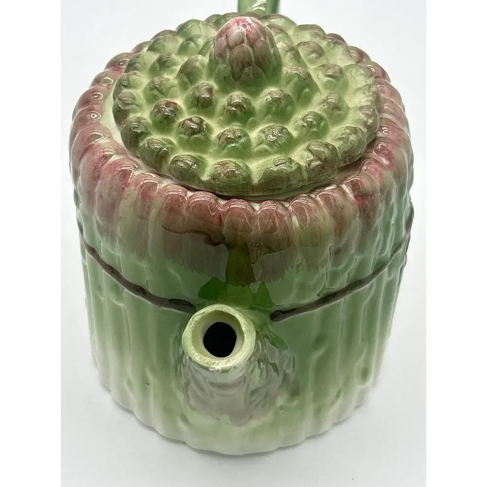 Vintage Wang’s International Asparagus Ceramic Teapot Taiwan Cottagecore Green